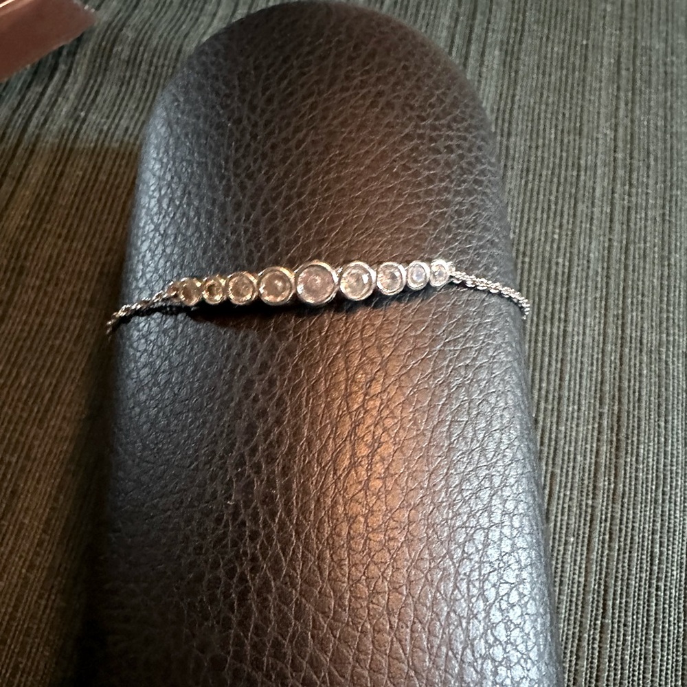 Brand New Kate Spade Full Circle Silver Bezel Set Crystal Bracelet